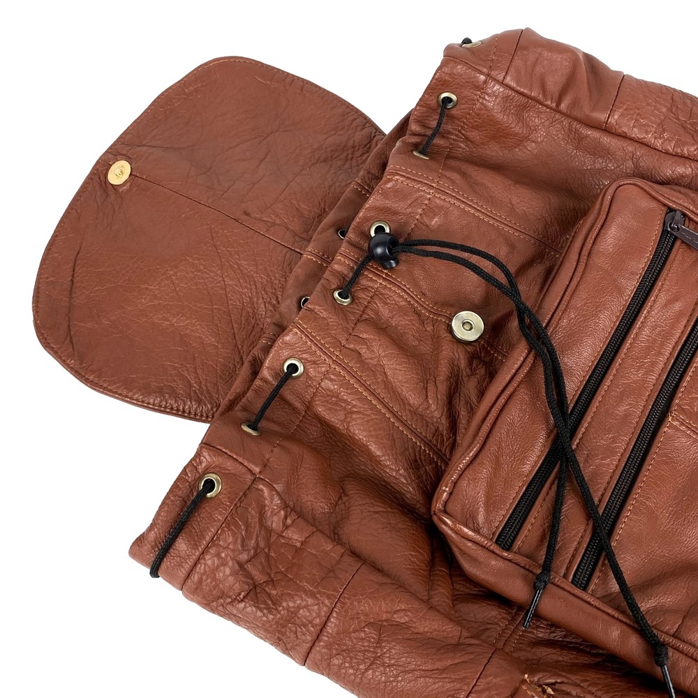 Leather Backpack Large Gold Duck Brown Shoulder Bag Travel Hiking Book Bag, Fine - Picture 8 of 11